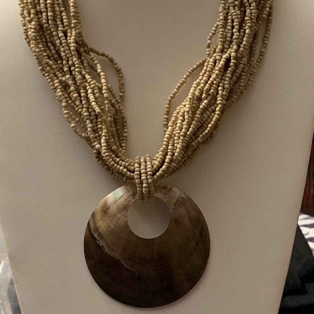 Handmade Mexican Abalone Beaded Necklace